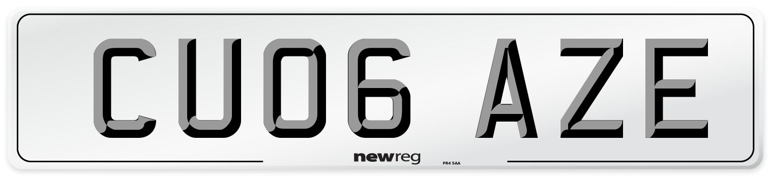CU06 AZE Number Plate from New Reg